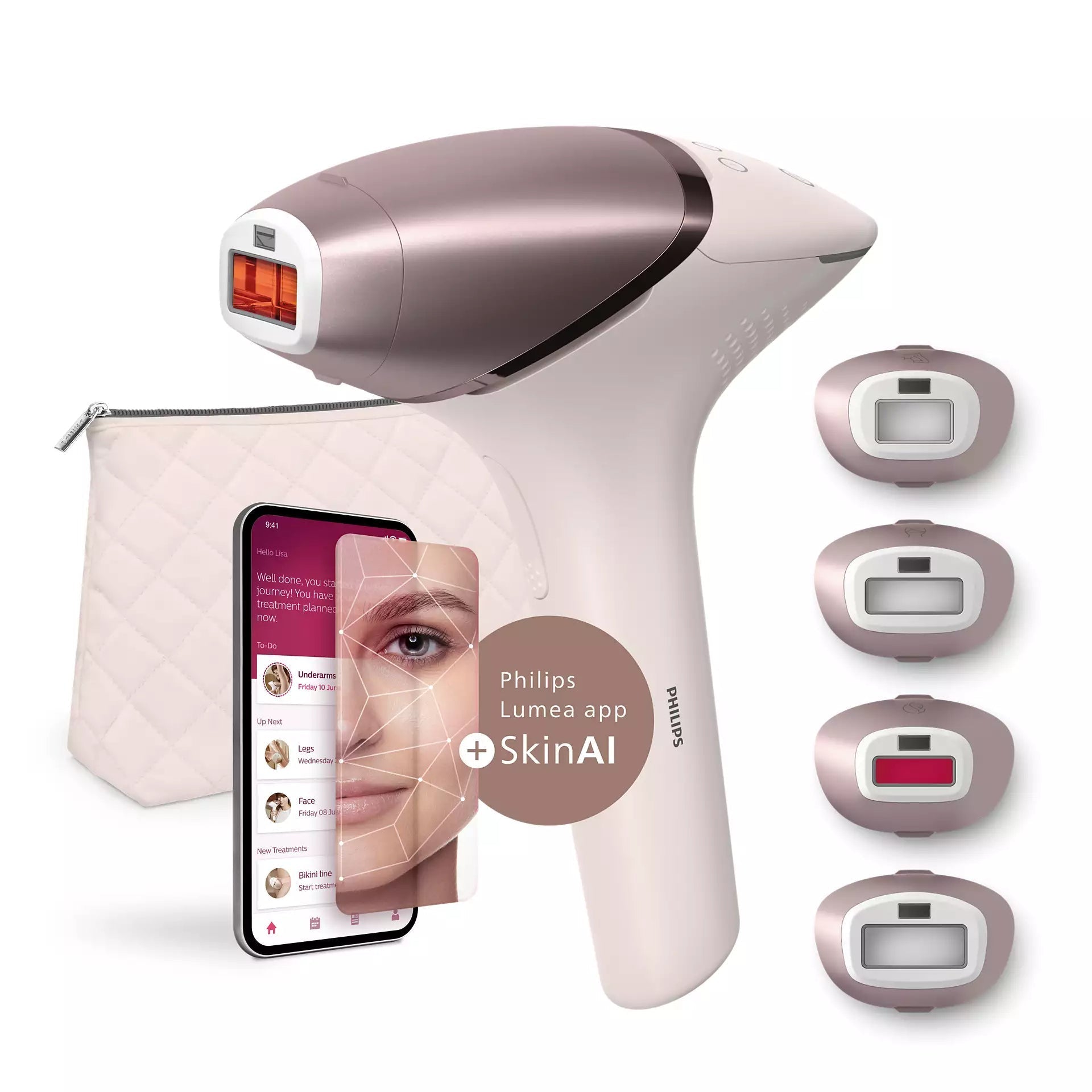 Philips Lumea BRI977/00 Cordless 9900 Series IPL Hair Removal with SkinAI - No2Hair.com